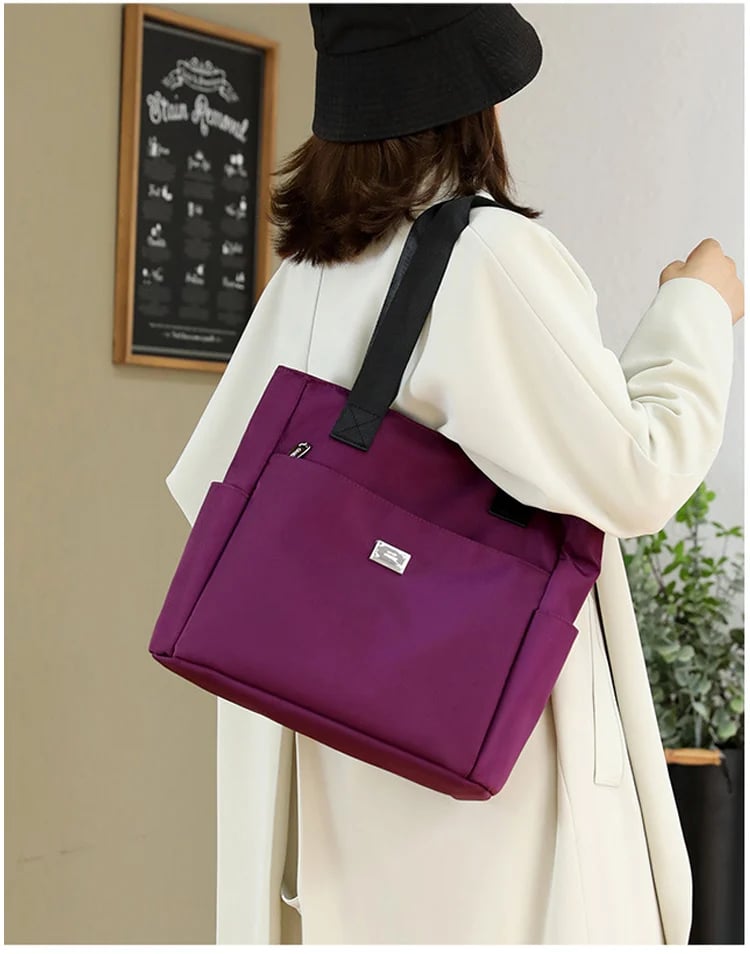 Large Capacity Water Repellent Multi Pocket Nylon Shoulder Bag