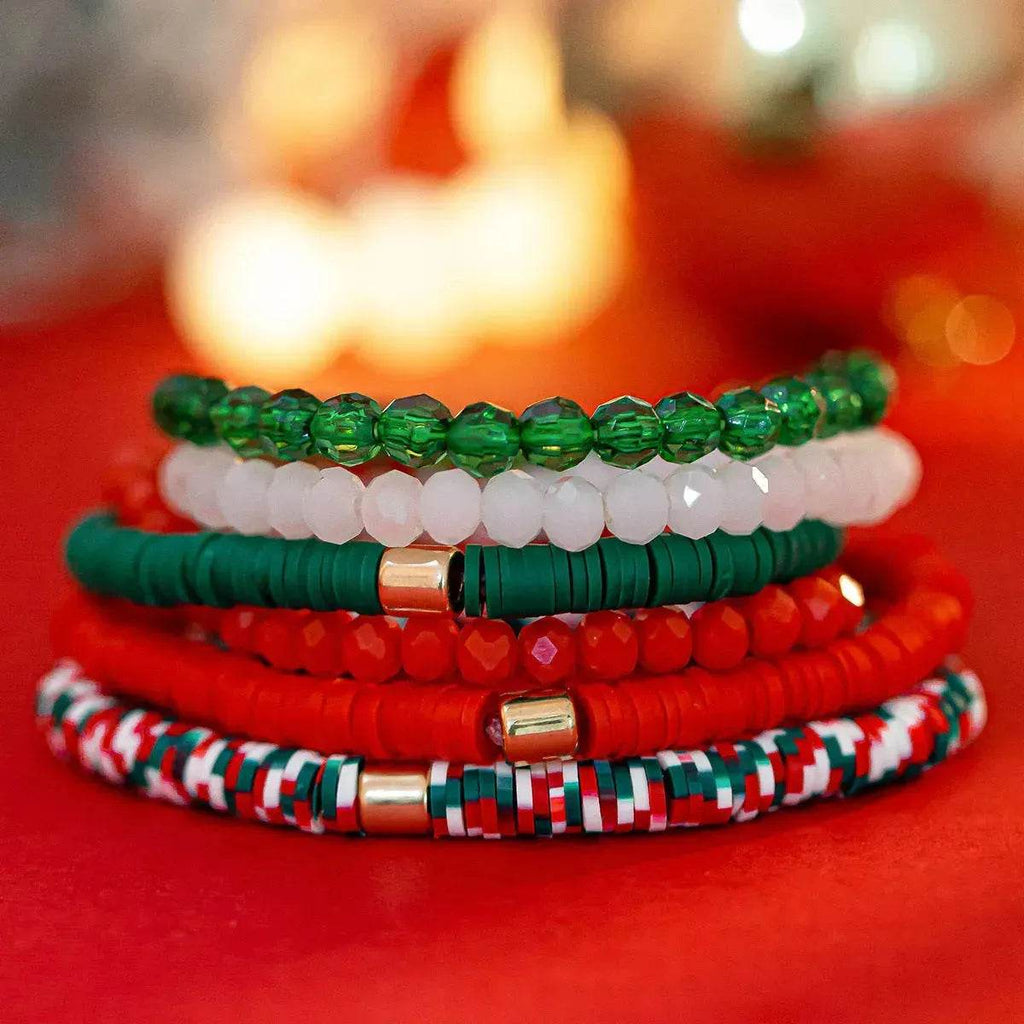 Christmas Polymer Clay Color Bracelet set Xmas gift idea