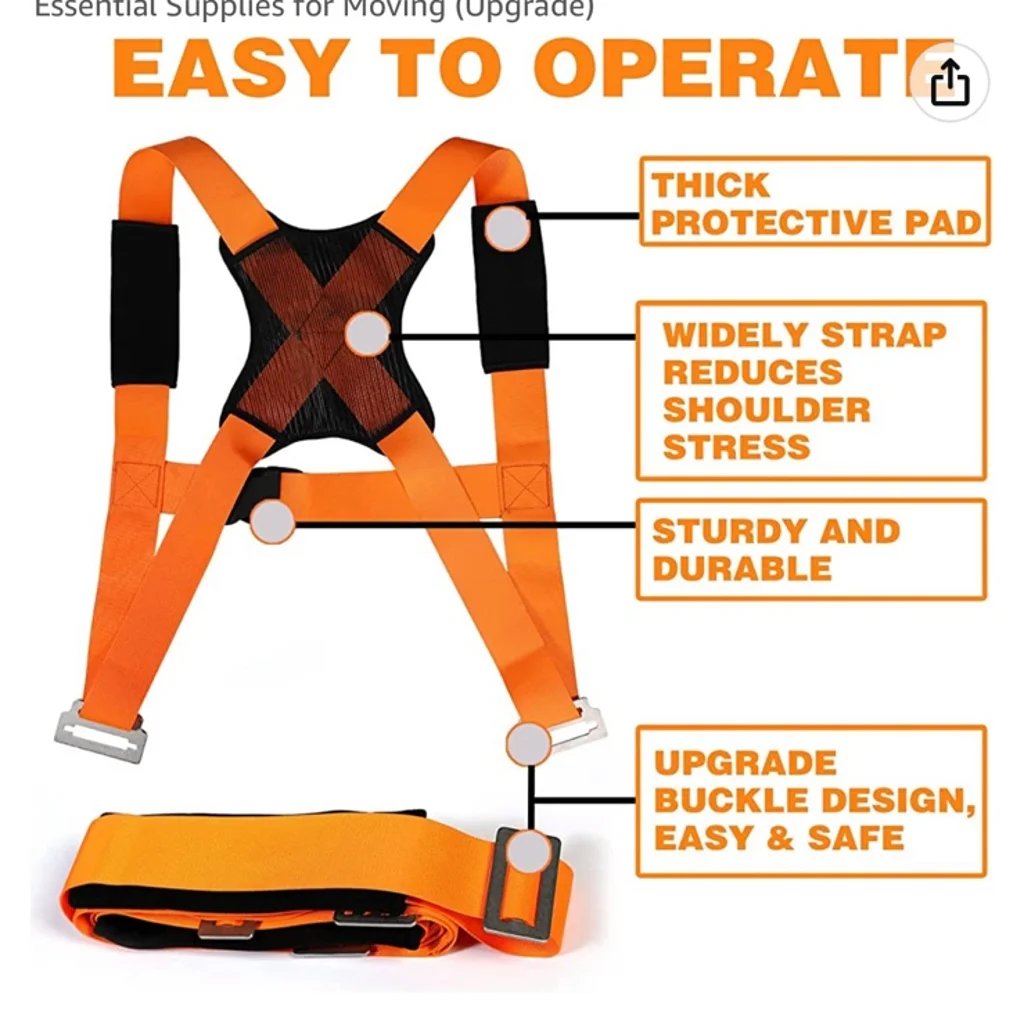 Adjustable Moving Straps with 2.7 m Auxiliary Belts and Metal Buckles