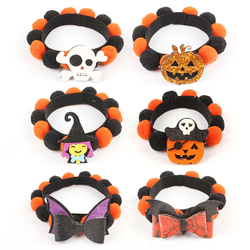 Halloween Pet Collar – Adjustable Dog and Cat Neck with Pumpkin and Skull Designs