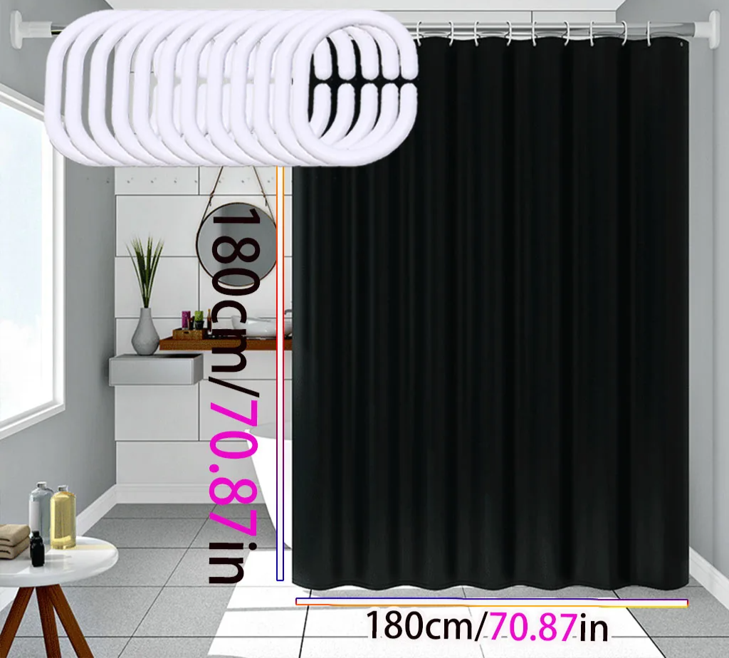 AquaShield Black Shower Curtain – Waterproof, Stylish and Eco-Friendly – Pure Black Design