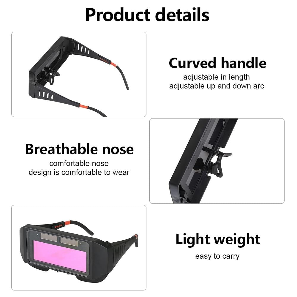 Auto-dimming welding glasses — safety goggles with solar-powered lenses