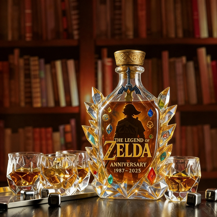 The Dazzling Legend Of Zelda 38th Anniversary 1987-2025 Whisky Bottle - A Masterpiece in Crystal & Spirit