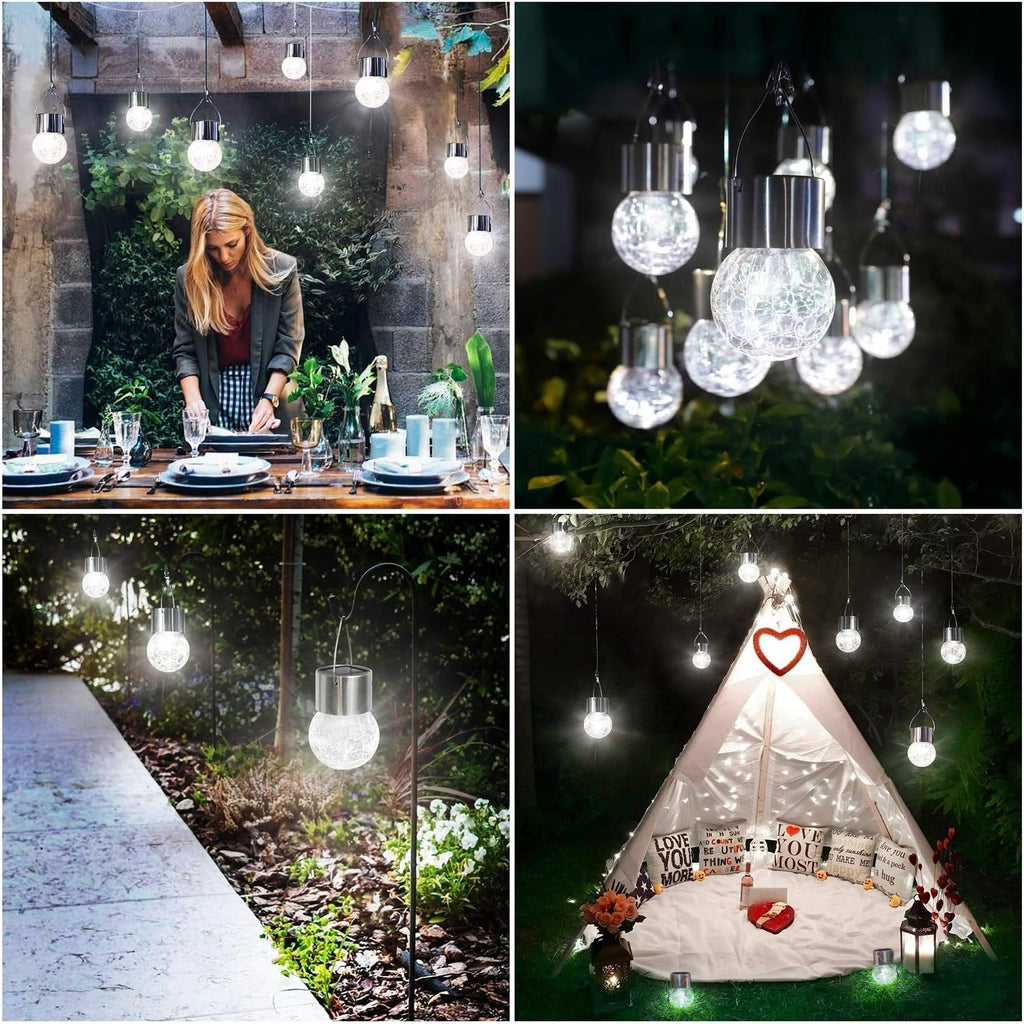 Multicolor Crackle Glass Hanging Solar Light