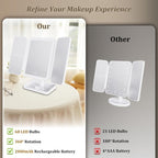Tri-Fold LED Makeup Mirror