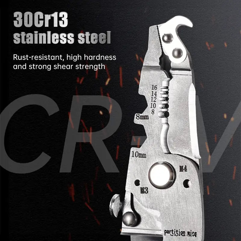 Foldable 8-in-1 Wire Stripper for Electrical Work