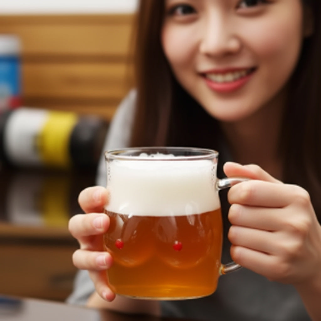 Double-Wall Chesty Shape Glass Funny Mug