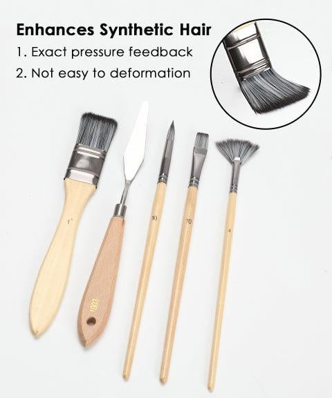 Artist Paint Brush Set | 24 Nylon Brushes with 7 Shapes & Palette Knife | Acrylic, Oil & Watercolor