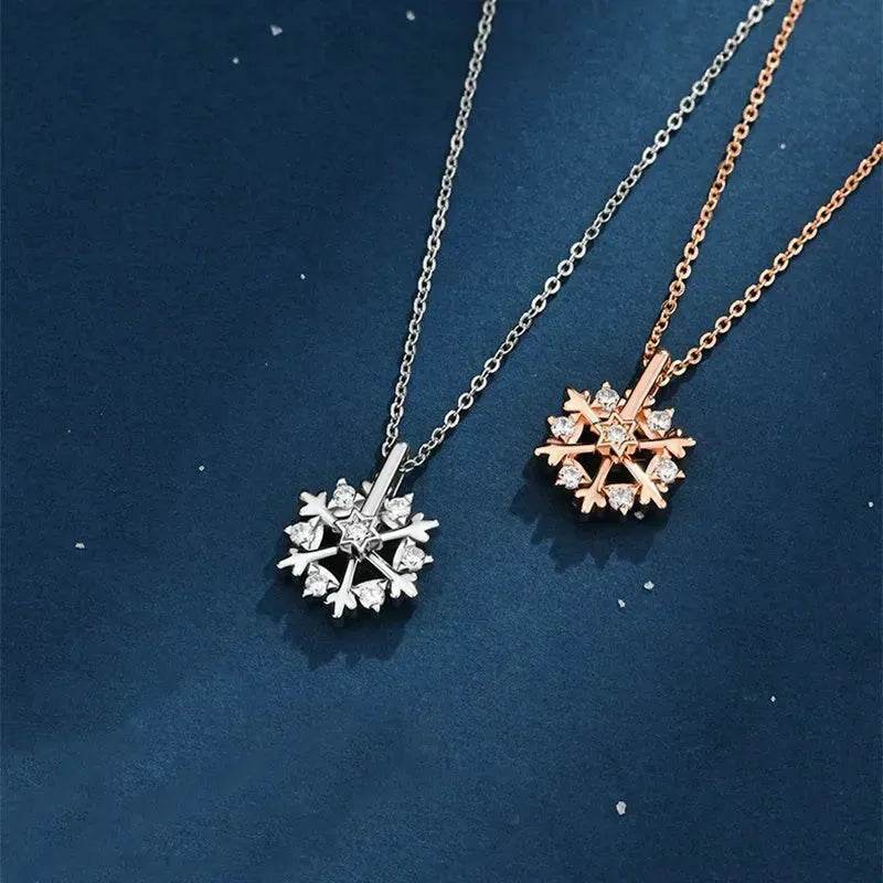 Luxury Rhinestone Christmas Snowflakes Necklace Gift for women