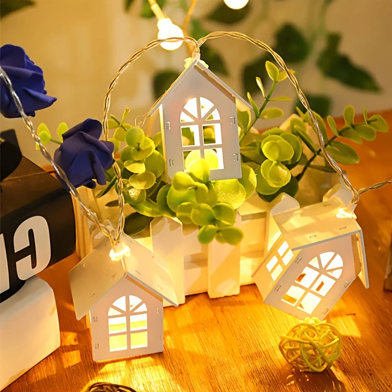 LED fairy lights with mini houses - Decorative Christmas lighting for indoor use