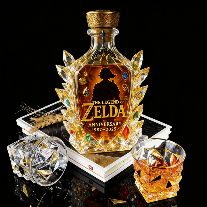 The Dazzling Legend Of Zelda 38th Anniversary 1987-2025 Whisky Bottle - A Masterpiece in Crystal & Spirit