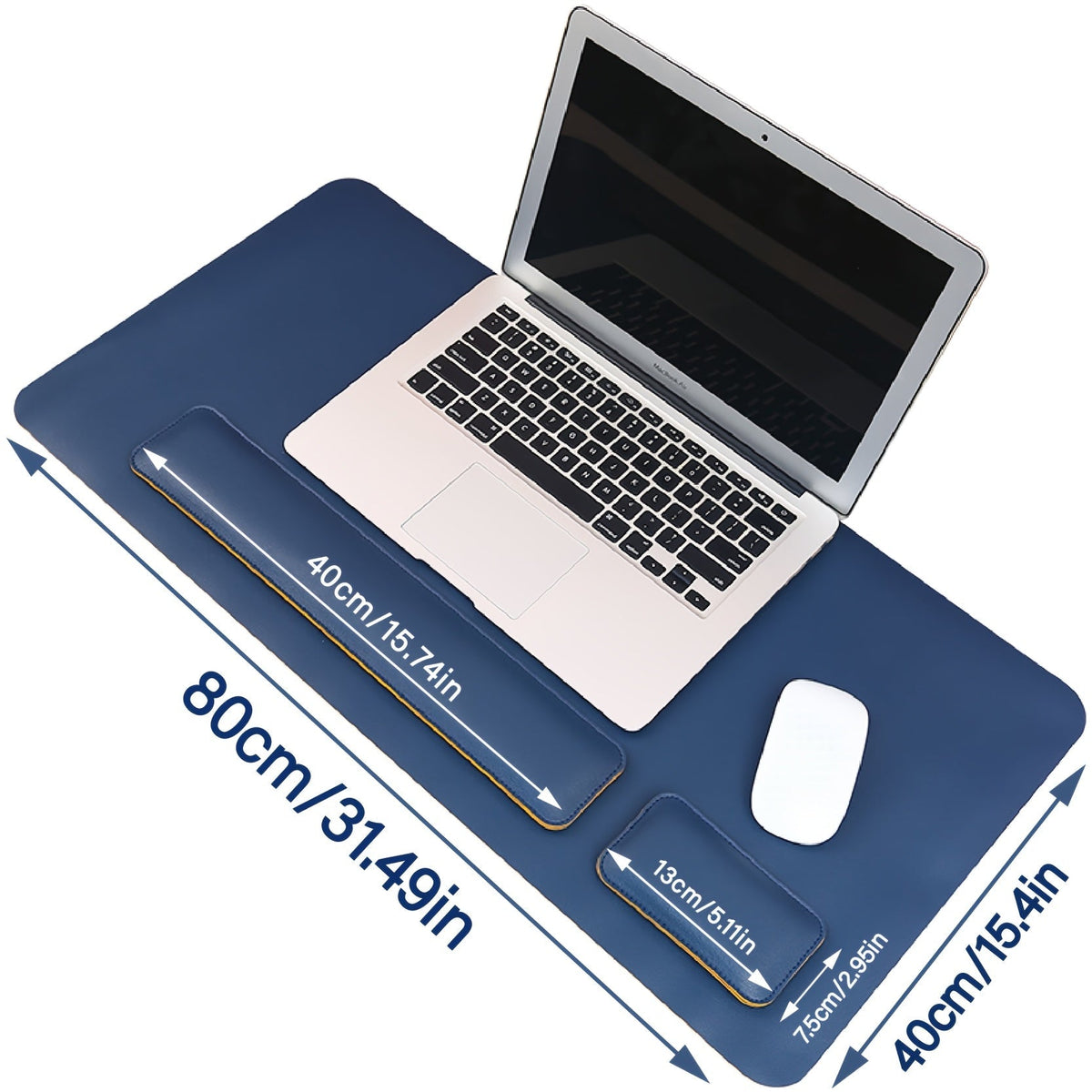 Three-Piece Desk Set made of PU Leather - With Pad and Wrist Supports