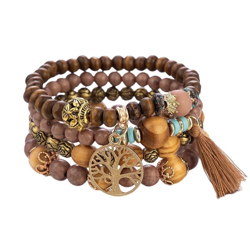 Boho Multilayer Wooden Bead Bracelet