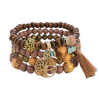 Boho Multilayer Wooden Bead Bracelet