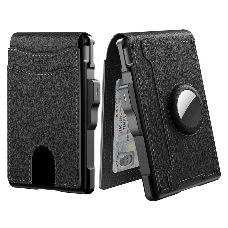 Men's Business Style PU Leather Card Slots for AirTag