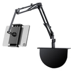 Extendable, concealed phone/tablet holder at the bed