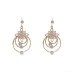 Crystal Lotus Three Ring Earrings