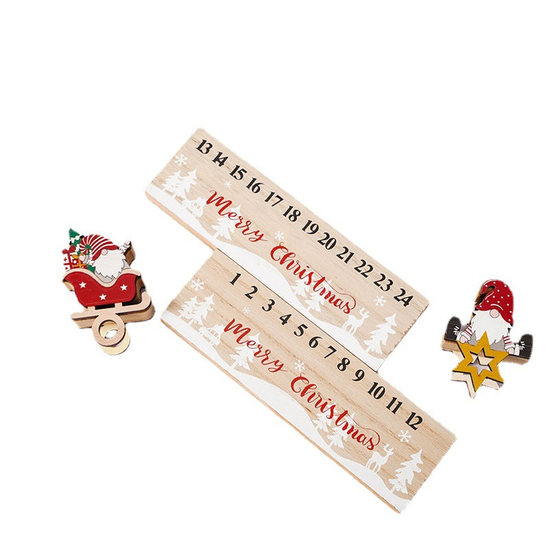 Merry Christmas Wooden Mobile Santa Claus Calendar Ornament