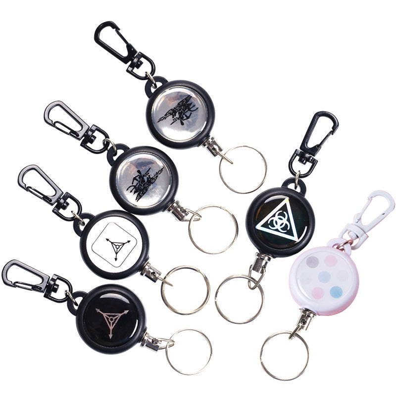 Keychain with retractable wire cable