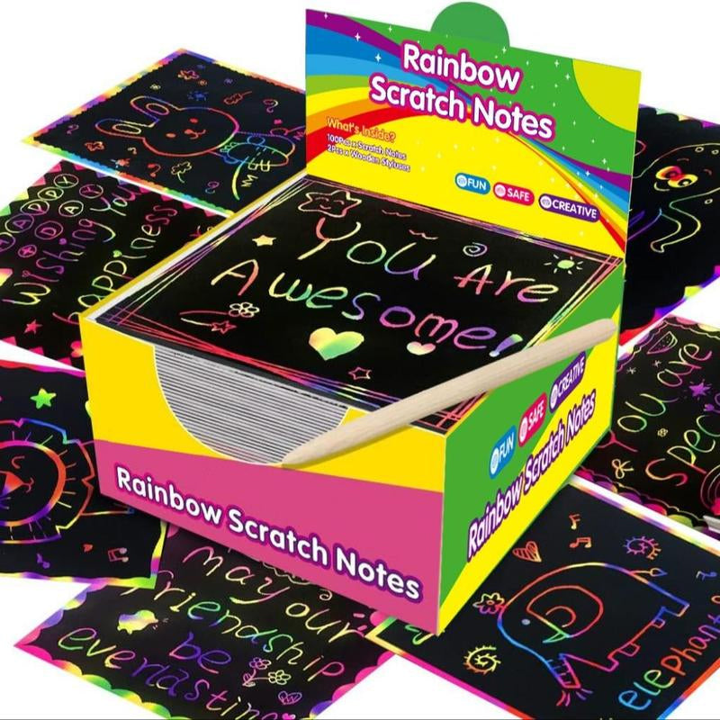 【100 sheets/1 set】DIY Rainbow Magic Scratch Paper Art Set