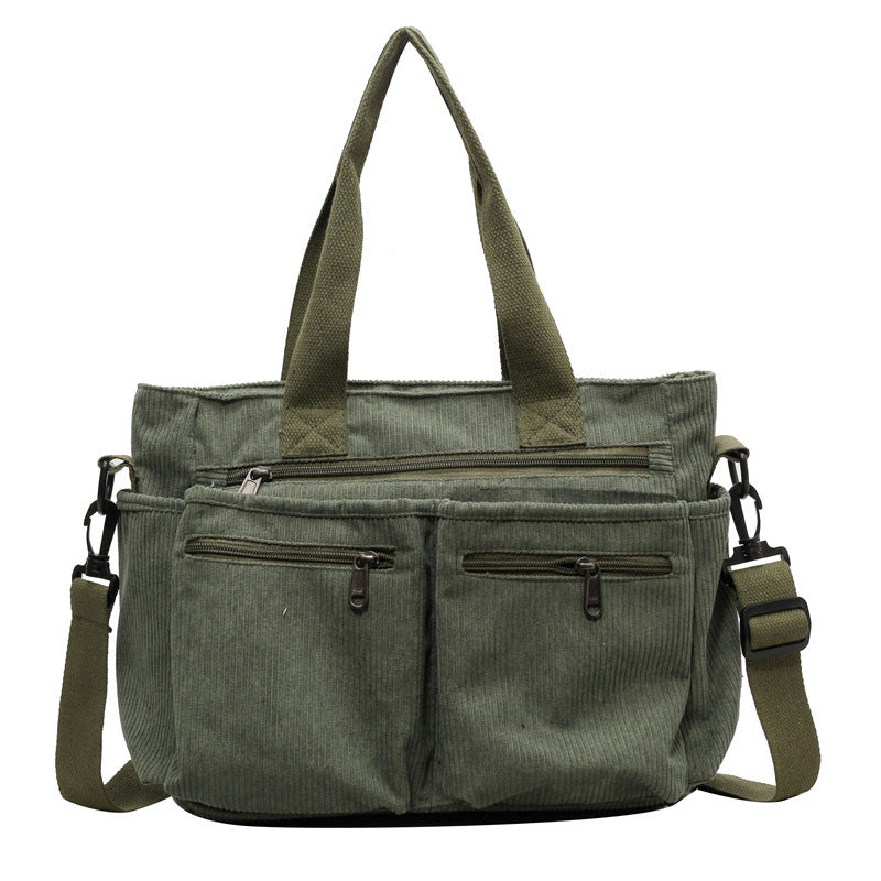 Single-colored Corduroy Tote Bag