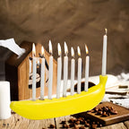 Innovative Ceramic Banana Decorative Candlestick - Fun Candlestick for Hanukkah, Unique Banana Theme Candlestick for Enthusiasts, Parties, Home Lighting, Also Suitable for Christmas, Valentine's Day, Easter, Thanksgiving, Hanukkah Festival Gifts