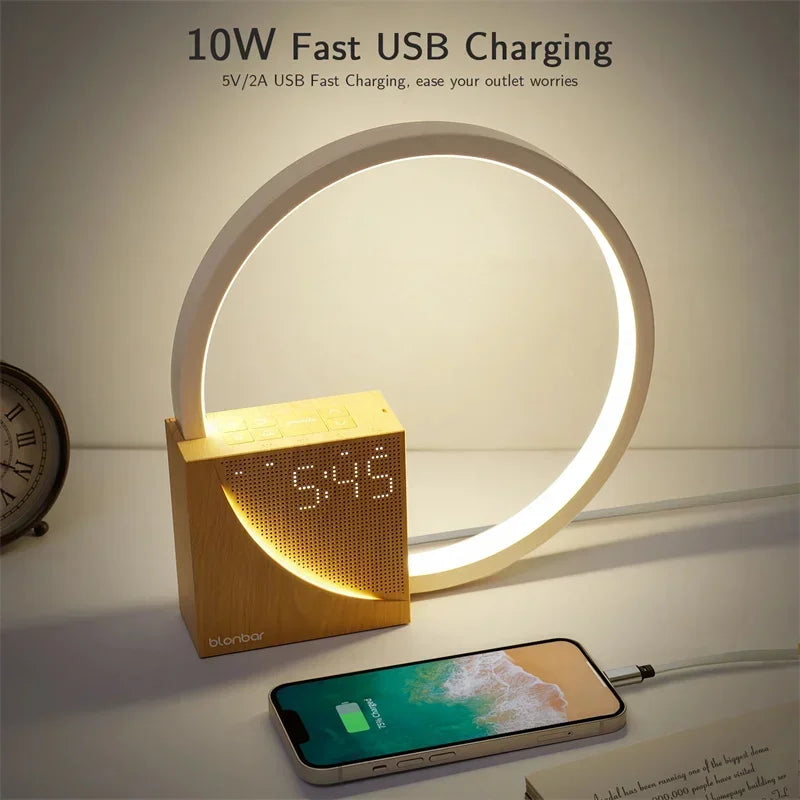 Elegant Touch Control Light Alarm Clock – Wood Design
