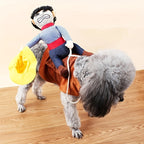 Funny Rider Dog Halloween Costume | Plush Saddle Outfit