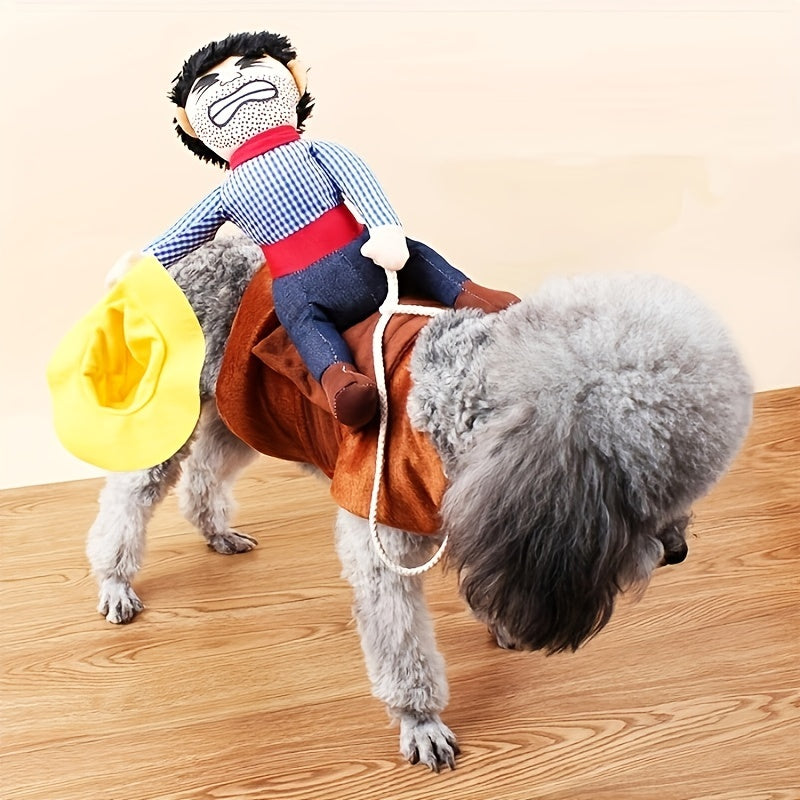 Funny Rider Dog Halloween Costume | Plush Saddle Outfit