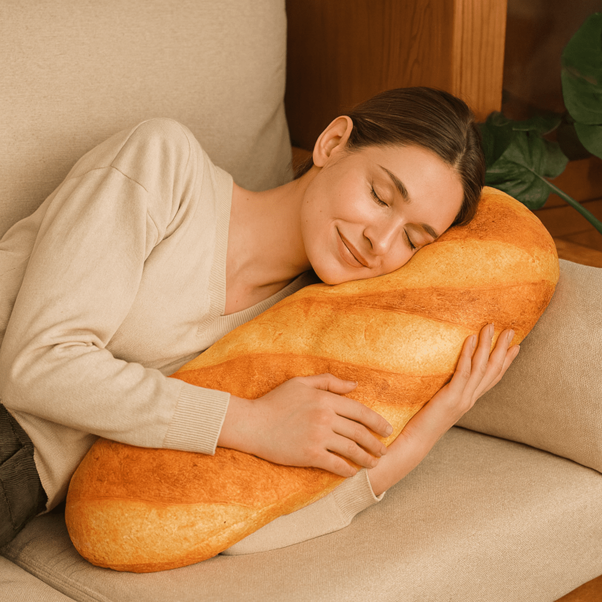 BAGUETTINA – Plush French Bread Pillow for Cozy Comfort