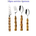 Bamboo Handle Cutlery Set Made of Stainless Steel