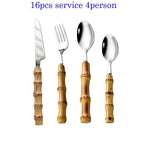 Bamboo Handle Cutlery Set Made of Stainless Steel