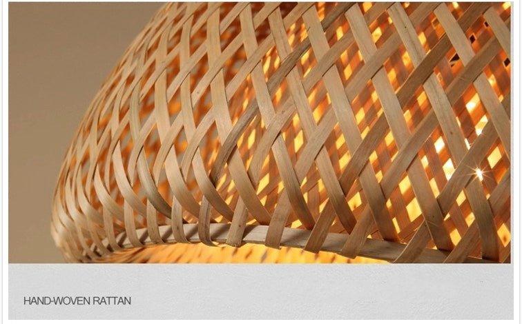 Hanging ceiling lamp made of bamboo C │ Handmade lighting from wood and rattan for interior decoration