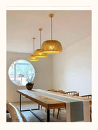 Hanging ceiling lamp made of bamboo C │ Handmade lighting from wood and rattan for interior decoration