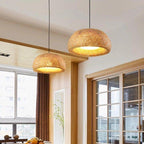 Hanging ceiling lamp made of bamboo C │ Handmade lighting from wood and rattan for interior decoration