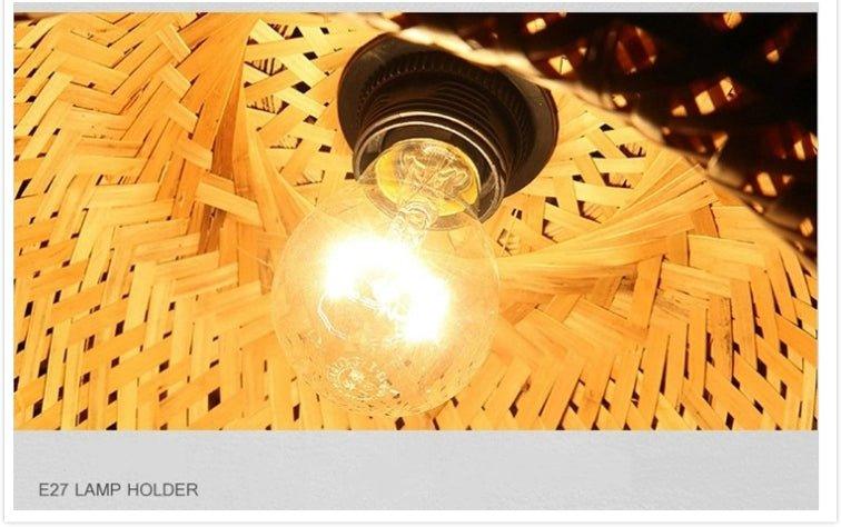 Hanging ceiling lamp made of bamboo C │ Handmade lighting from wood and rattan for interior decoration