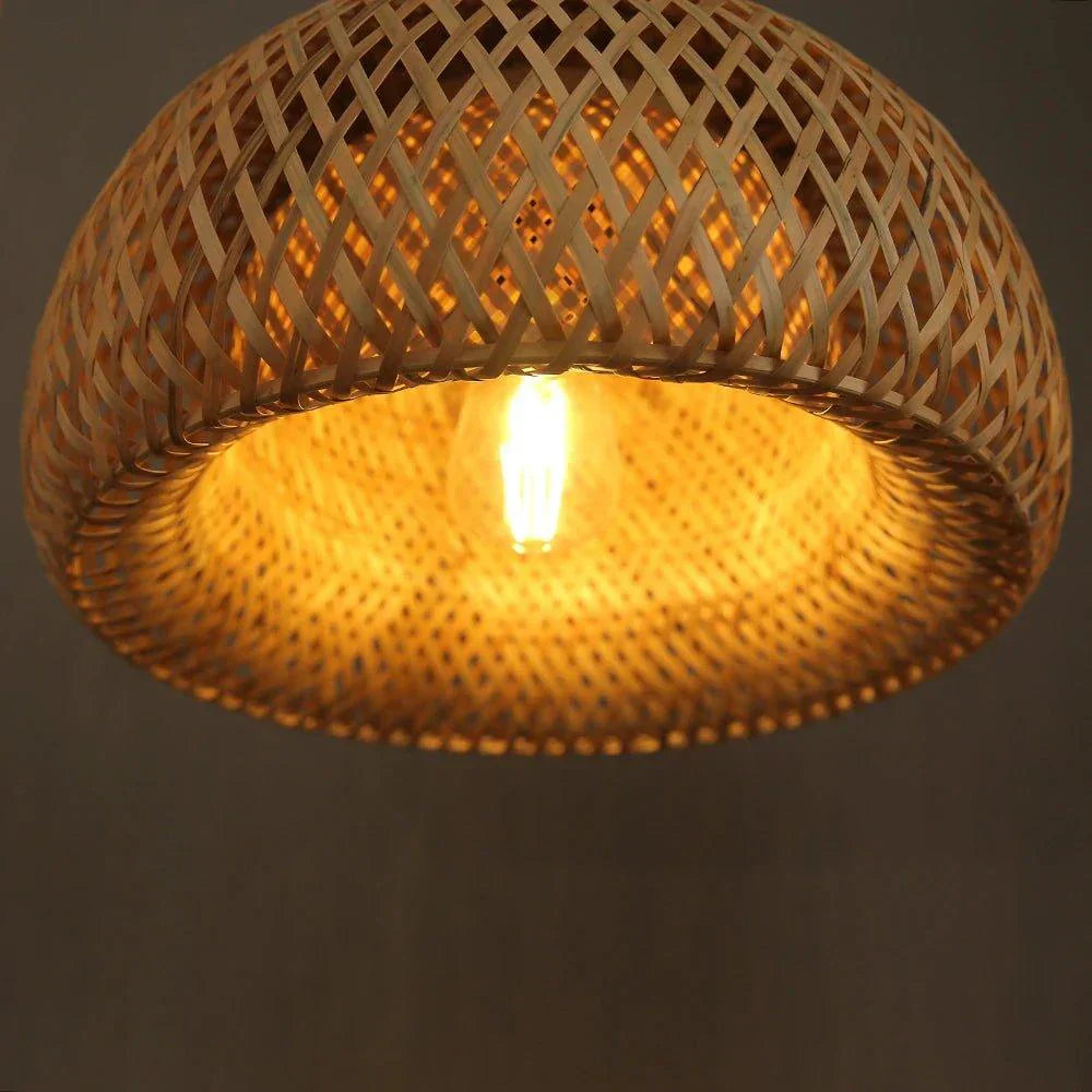Hanging ceiling lamp made of bamboo C │ Handmade lighting from wood and rattan for interior decoration
