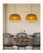 Hanging ceiling lamp made of bamboo C │ Handmade lighting from wood and rattan for interior decoration