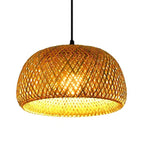 Hanging ceiling lamp made of bamboo C │ Handmade lighting from wood and rattan for interior decoration