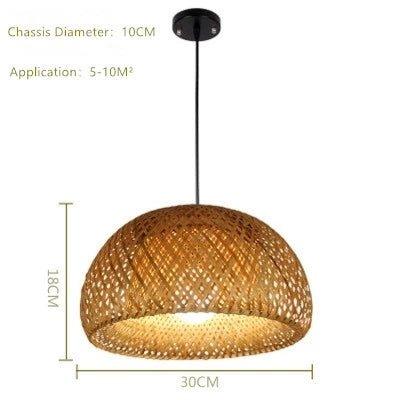 Hanging ceiling lamp made of bamboo C │ Handmade lighting from wood and rattan for interior decoration