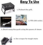 Barbecue Grill Outdoor Steam Cleaning Brush BBQ Cleaner Charcoal Scraper