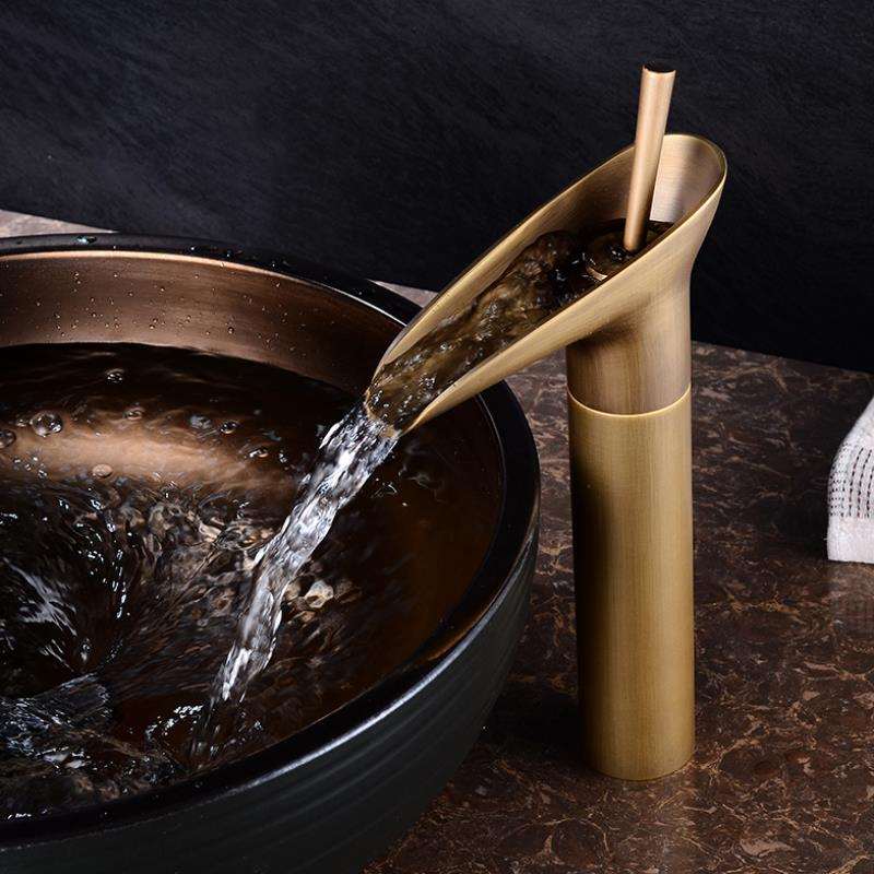 Waterfall Antique Faucet Bathroom Sink Faucet Brass Sink Mixers