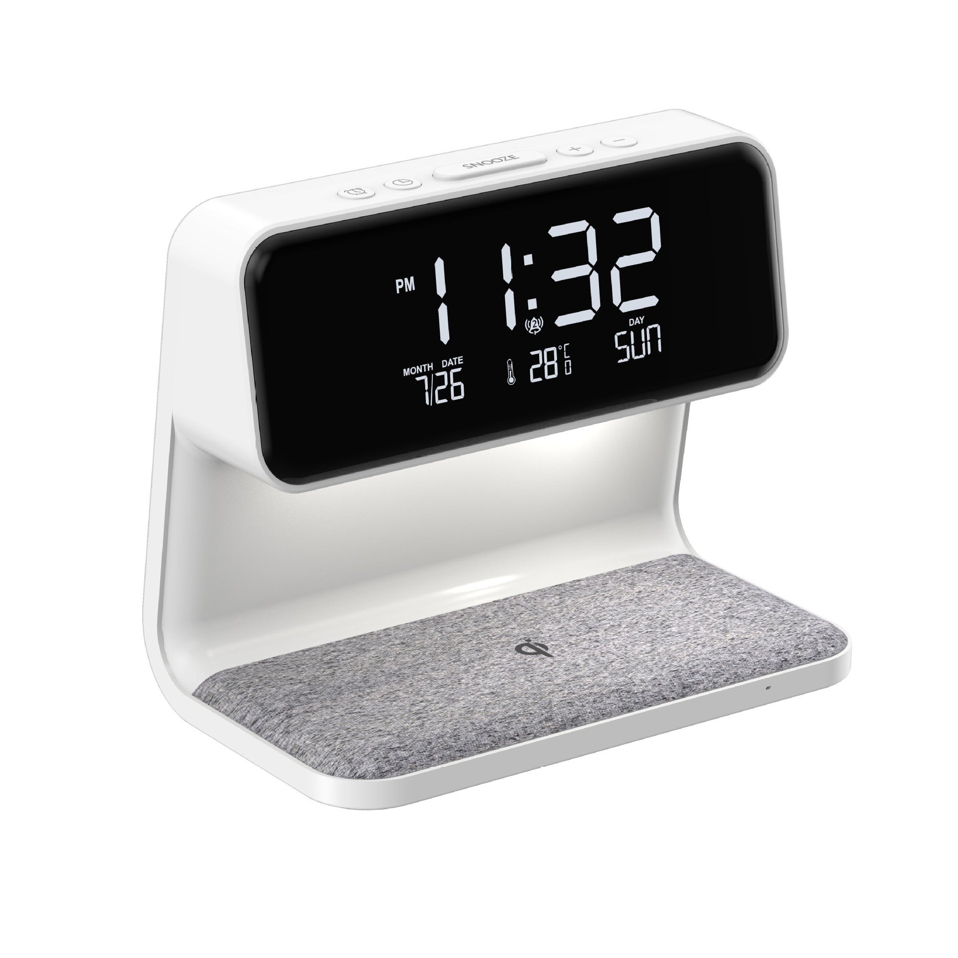 3 In 1 Bedside Lamp with Wireless Charger LCD Alarm Clock and Dimmable LED