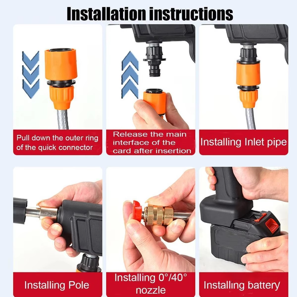 Portable Cordless High-Pressure Car Washer with Rechargeable Lithium Battery