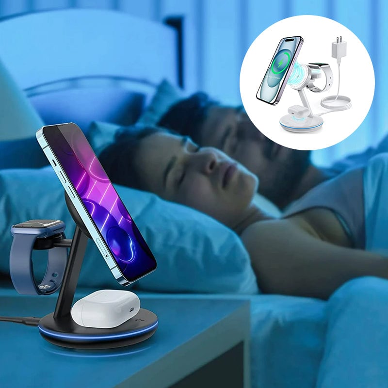 Folding magnetic 3-in-1 wireless charger
