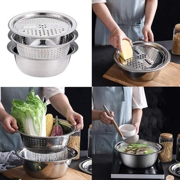 Multifunctional colander in stainless steel