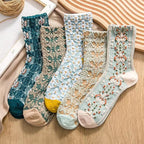 5 Pair Vintage Flower Embroidery Socks