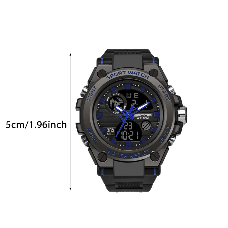 Men's Double Display Waterproof Luminous Watch