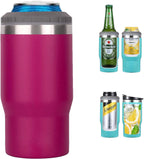 4 in 1 stainless steel can/bottle insulator, 14Oz two-way lid SUS insulated can cooler, beer bottle holder (Black)