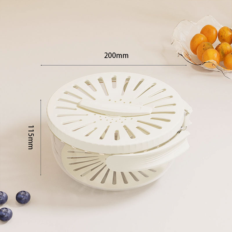 Foldable Quick-Drain Basket with Rotating Lid